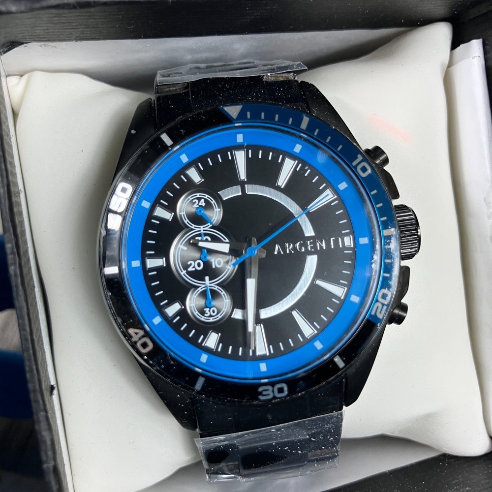 Argenti Men All Black Chronograph‎ Watch 42mm New